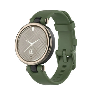 Silicone Strap, dark green, on a watch, 3/4 front view