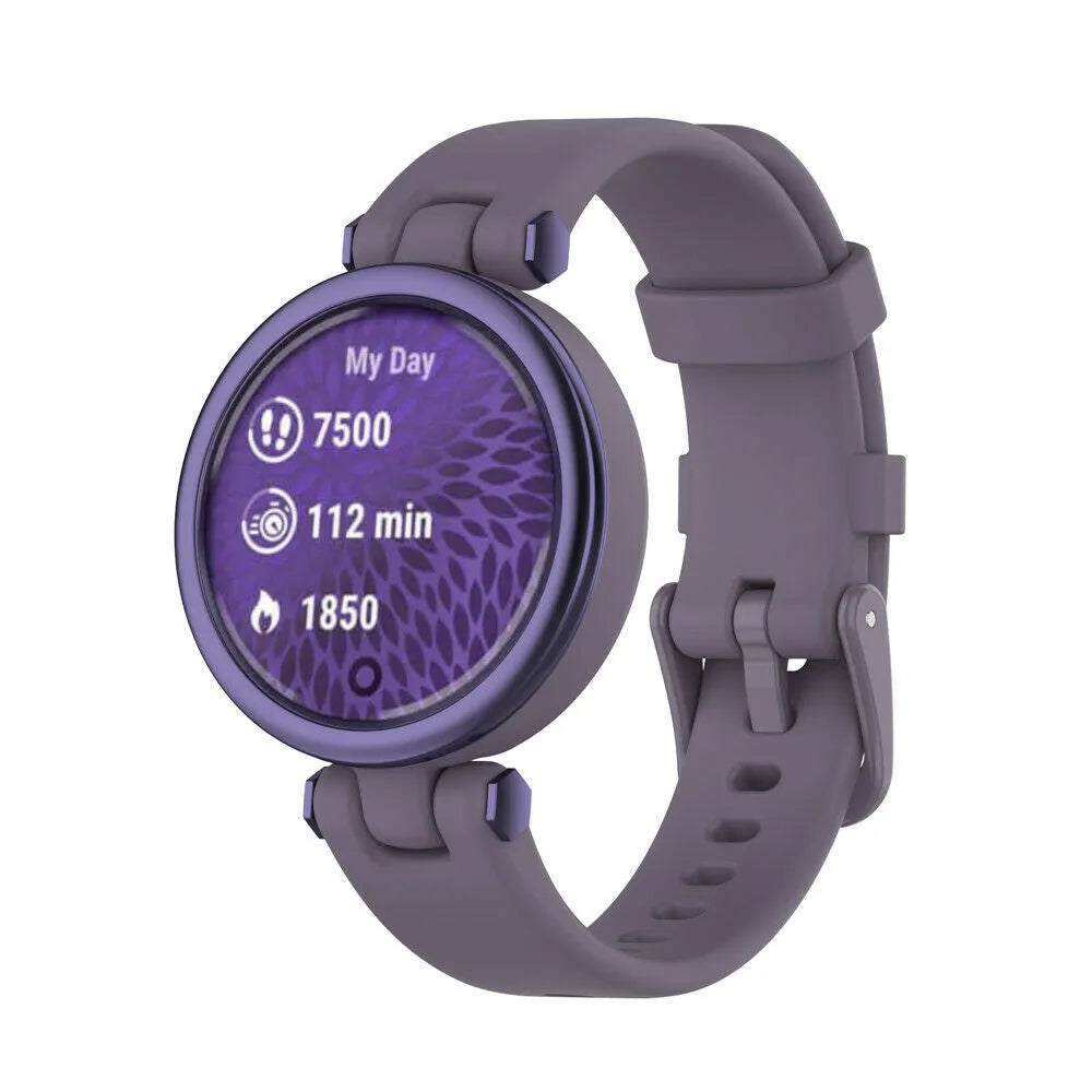 Silicone Strap, purple, on a watch, 3/4 front view