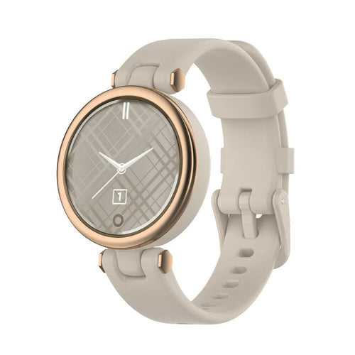 Silicone Strap, grey, on a watch, 3/4 front view