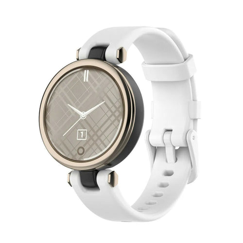 Silicone Strap, white, on a watch, 3/4 front view