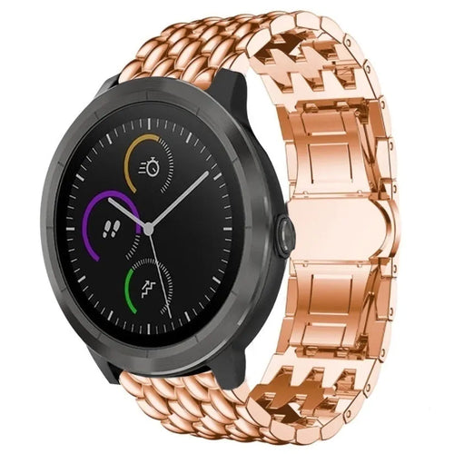 Steel Dragon Strap, rose gold, on a watch, 3/4 front view