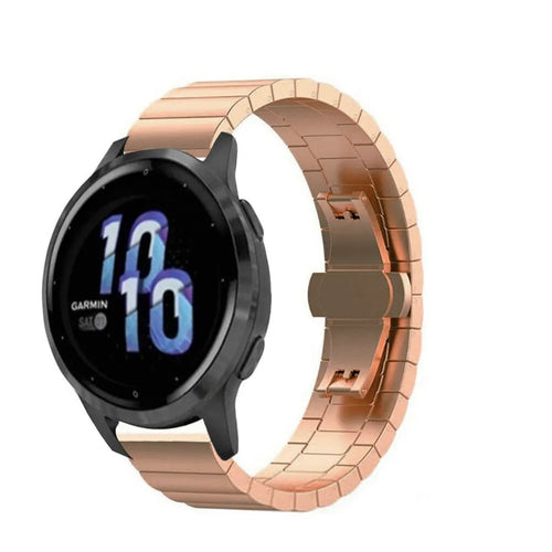 Metal Strap, rose gold, on a watch, 3/4 front view