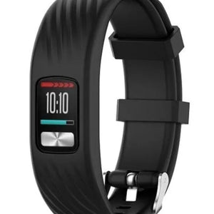 Silicone Strap, black, on a watch, 3/4 front view