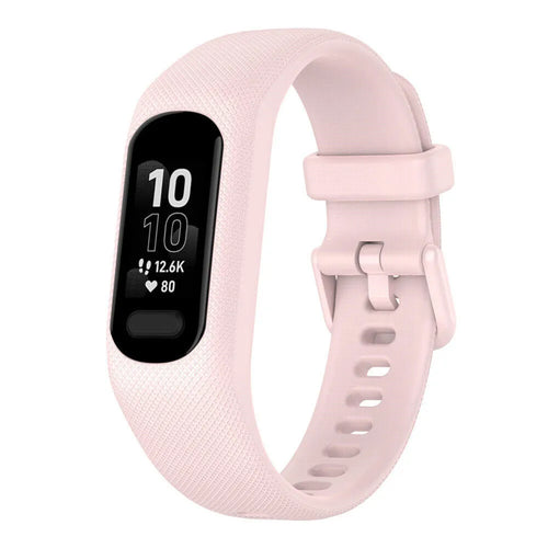 Silicone Strap, pink, on a watch, 3/4 front view