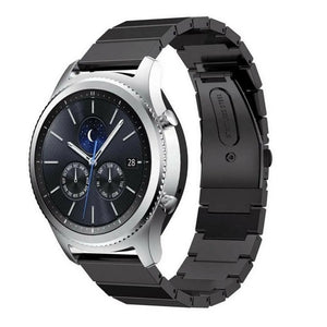 Premium Metal Strap, black, on a watch, 3/4 front view