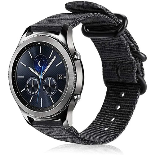 Nylon Buckle Strap, black, on a watch, 3/4 front view