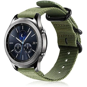 Nylon Buckle Strap, green, on a watch, 3/4 front view