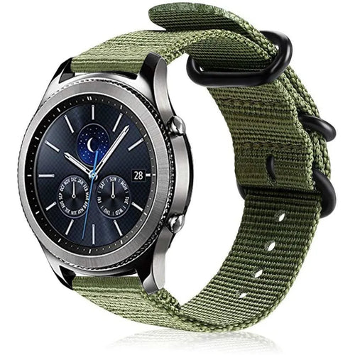 Nylon Buckle Strap, green, on a watch, 3/4 front view