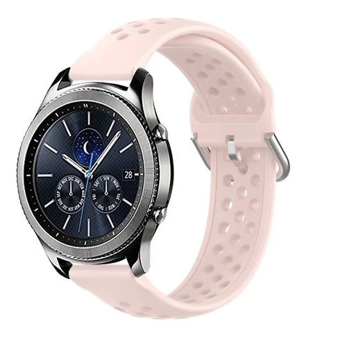 Breathable Silicone Strap, pink, on a watch, 3/4 front view