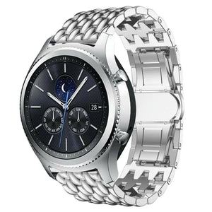 Steel Dragon Strap, silver, on a watch, 3/4 front view