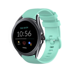 Premium Silicone Strap, aqua, on a watch, 3/4 front view