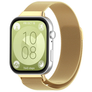 Milanese Strap, gold, on a watch, 3/4 front view