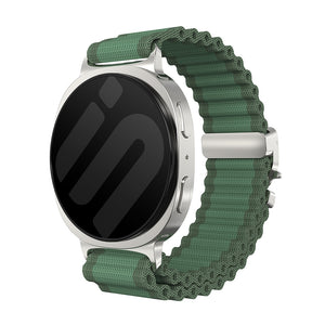 Samsung Galaxy Watch 8 - 44mm Outdoor Nylon Strap with P-Buckle (Green with Silver)