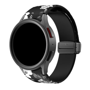 Silicone Magnetic Patterned Strap, on a watch, 3/4 front view