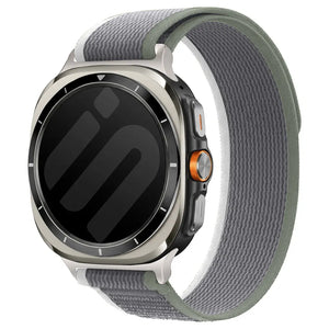 Trail Nylon Strap, grey, on a watch, 3/4 front view