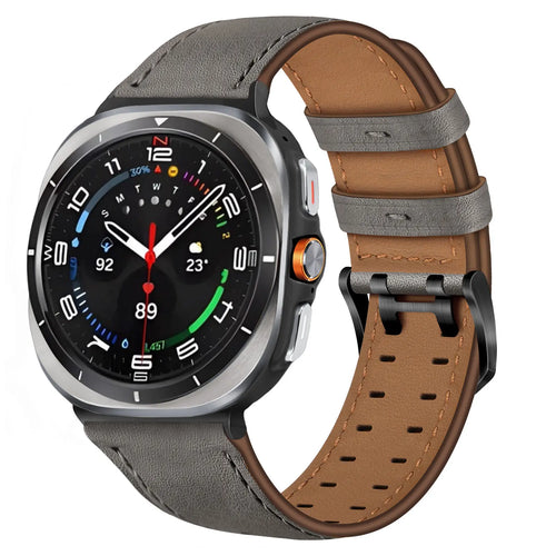 Samsung Galaxy Watch Ultra Double Pin Leather Strap (Grey)
