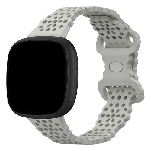 Patterned Silicone Strap, grey, on a watch, 3/4 front view