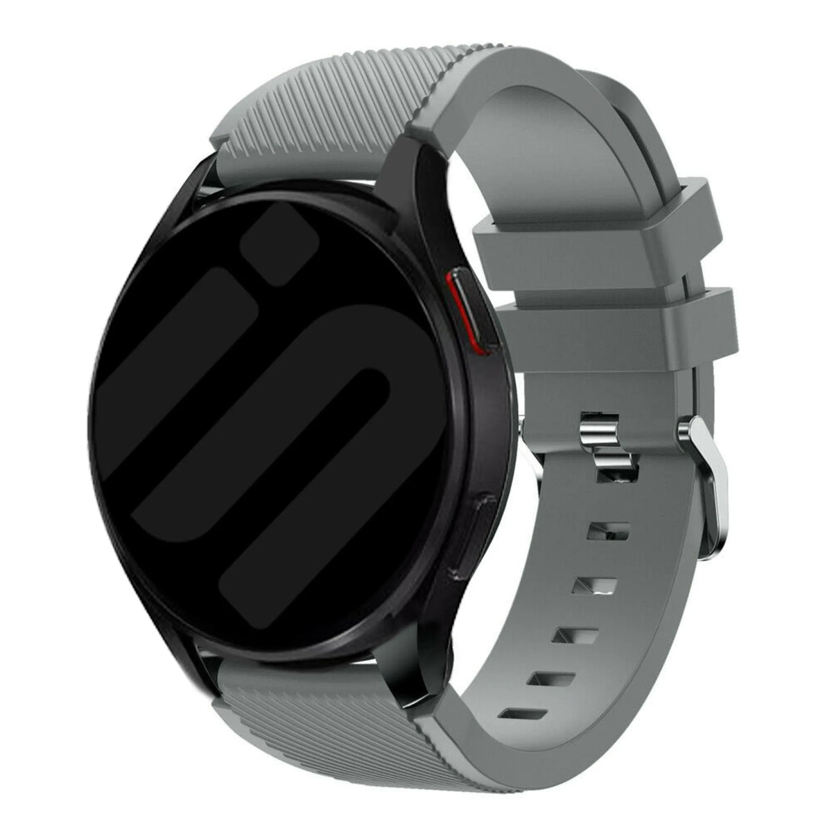 Twill Silicone Strap, grey, on a watch, 3/4 front view