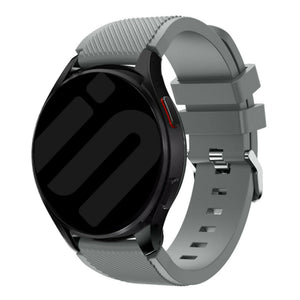 Twill Silicone Strap, grey, on a watch, 3/4 front view