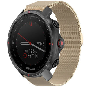 Milanese Strap, champagne, on a watch, 3/4 front view