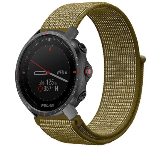 Nylon Strap, olive, on a watch, 3/4 front view