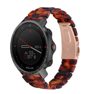 Metal Resin Strap, lava, on a watch, 3/4 front view