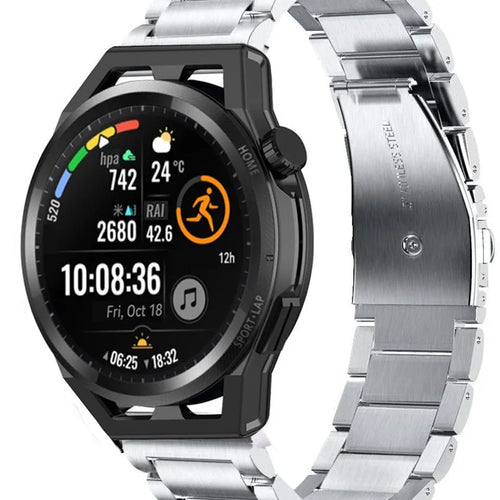 Titanium Strap, silver, on a watch, 3/4 front view