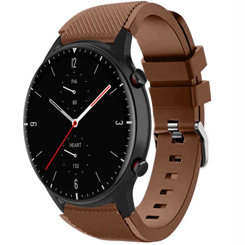 Twill Silicone Strap, brown, on a watch, 3/4 front view