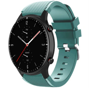 Twill Silicone Strap, viridian, on a watch, 3/4 front view