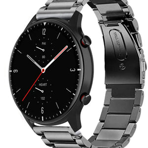 Titanium Strap, graphite, on a watch, 3/4 front view