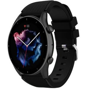Twill Silicone Strap, black, on a watch, 3/4 front view