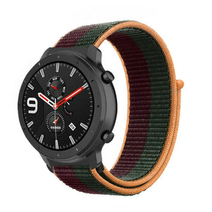 Nylon Strap, dark cherry, on a watch, 3/4 front view