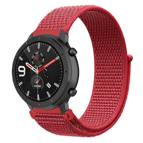 Nylon Strap, red, on a watch, 3/4 front view