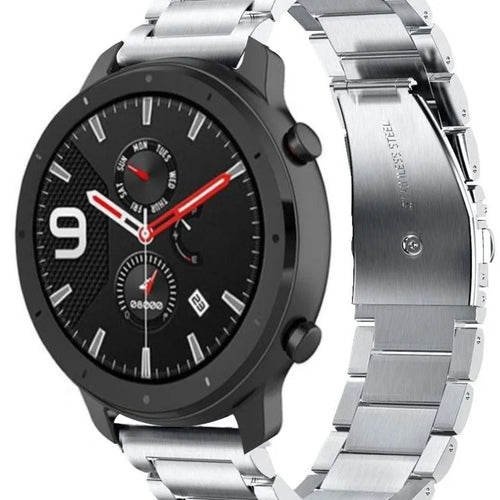 Titanium Strap, silver, on a watch, 3/4 front view