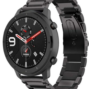 Titanium Strap, black, on a watch, 3/4 front view