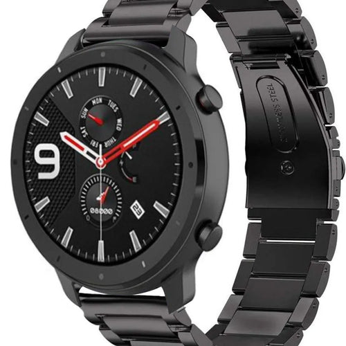 Titanium Strap, black, on a watch, 3/4 front view