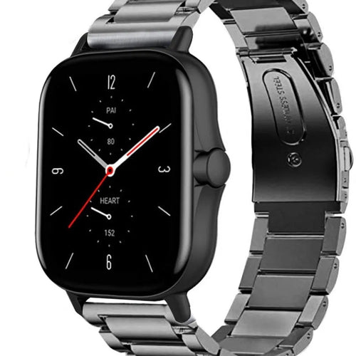 Titanium Strap, graphite, on a watch, 3/4 front view