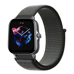 Nylon Strap, green, on a watch, 3/4 front view