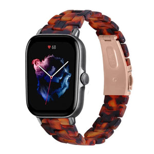 Metal Resin Strap, lava, on a watch, 3/4 front view