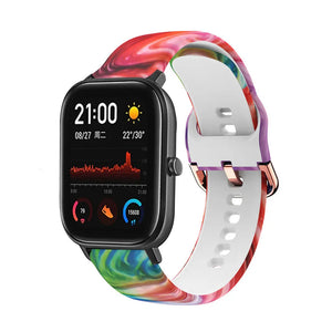 Print Silicone Strap, on a watch, 3/4 front view