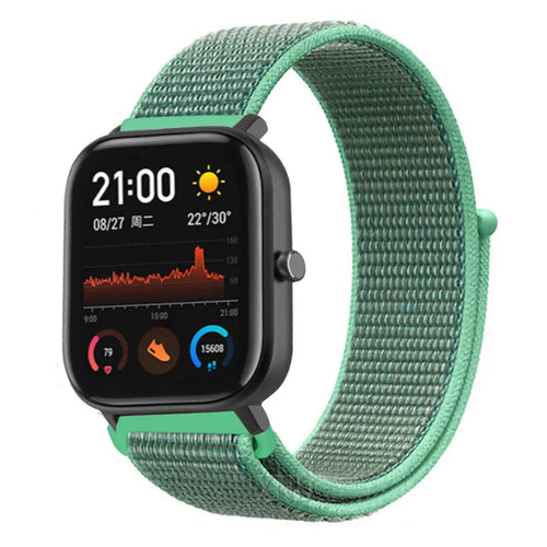 Nylon Strap, mint, on a watch, 3/4 front view