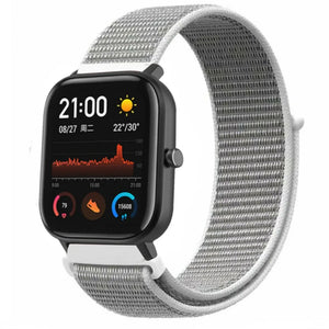 Nylon Strap, grey, on a watch, 3/4 front view