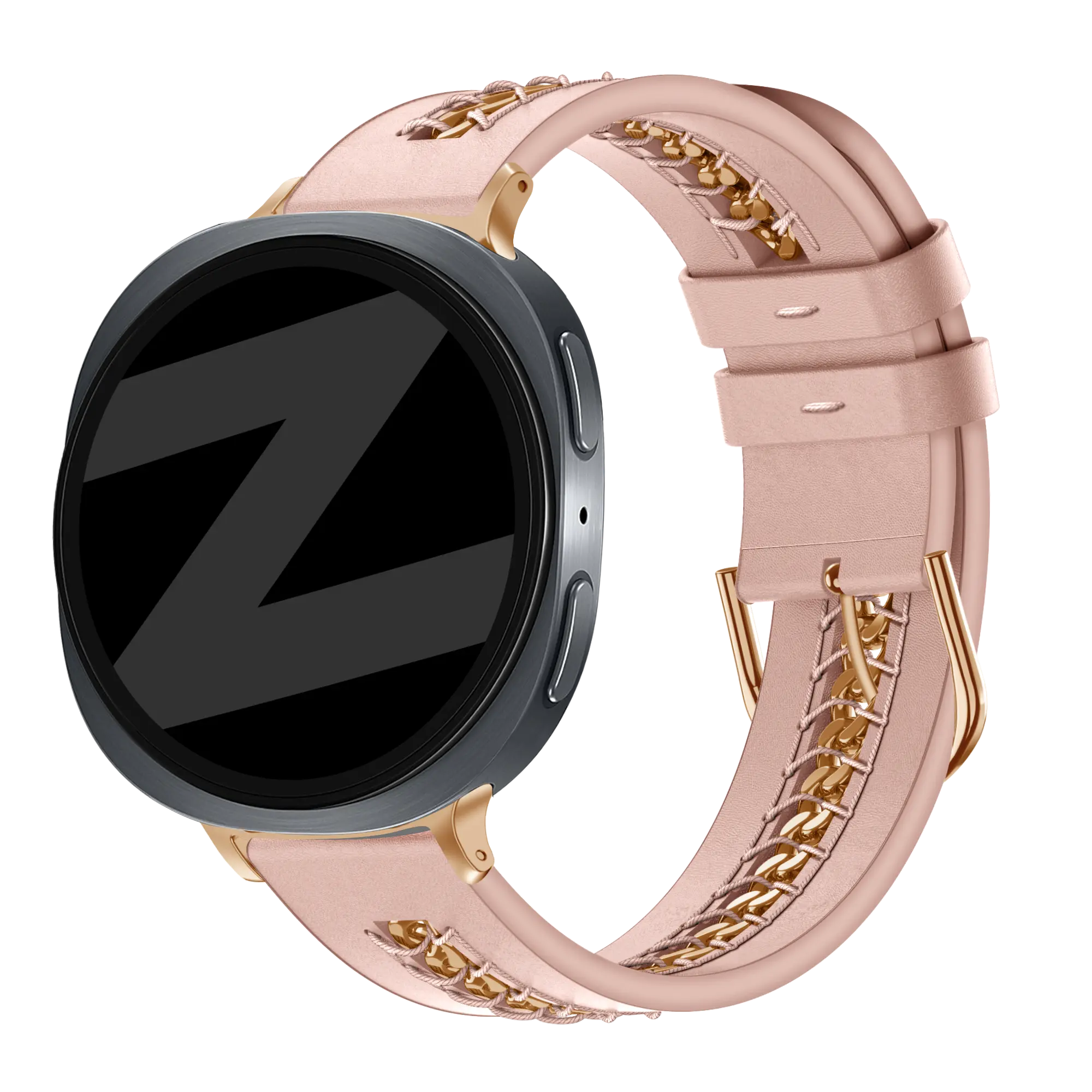 Bandz Samsung Galaxy Watch 9 - 44mm Leather Strap 'Chains' (Pink)