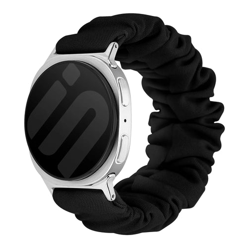Nylon Scrunchie Strap, black, on a watch, 3/4 front view