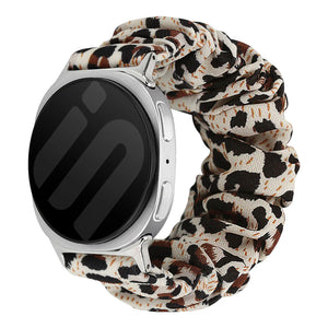 Nylon Scrunchie Strap, leopard, on a watch, 3/4 front view