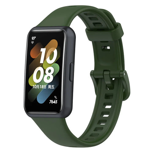 Silicone Strap, army green, on a watch, 3/4 front view