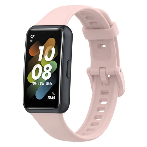 Silicone Strap, pink, on a watch, 3/4 front view