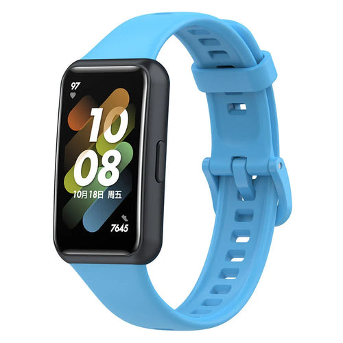 Silicone Strap, light blue, on a watch, 3/4 front view