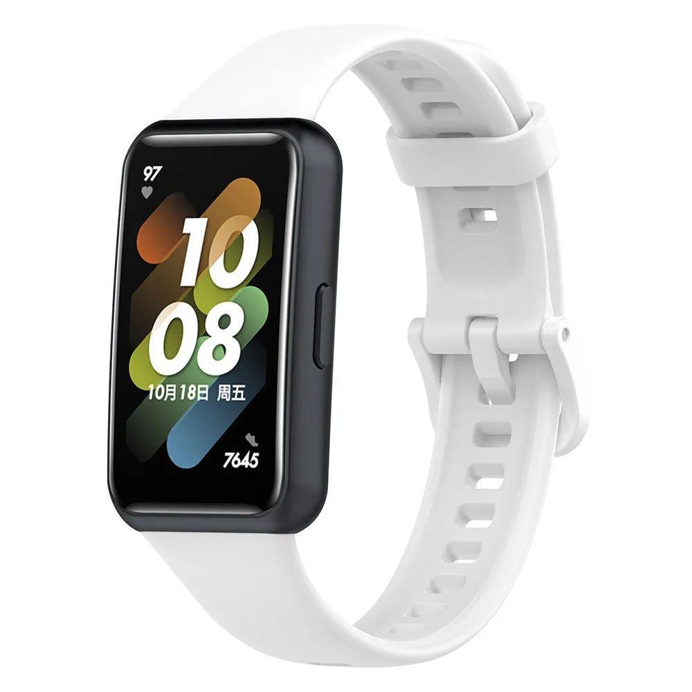 Silicone Strap, white, on a watch, 3/4 front view