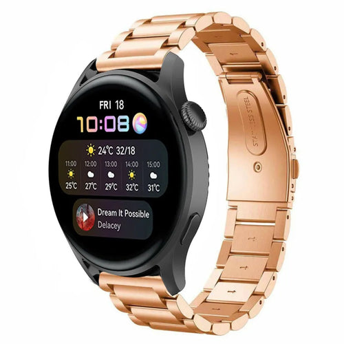 Steel Strap, rose gold, on a watch, 3/4 front view